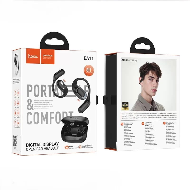 Căști bluetooth hoco ea11 honey, cu fir, negre 2