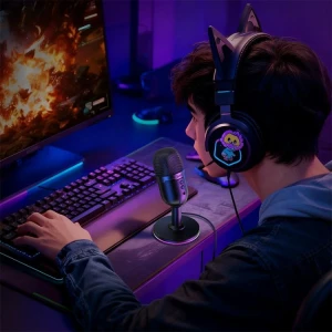 Настольный usb-микрофон hoco l25 bright, черный Thumbnail 1