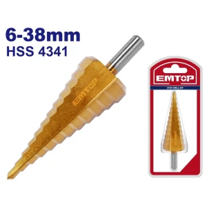 Burghiu conic in trepte 6-38 mm, hss 4341,  emtop