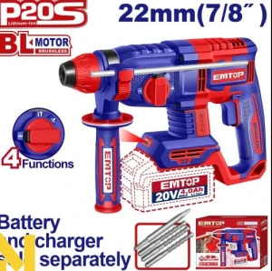 Ciocan rotopercurtor pe baterie, 20v, 22 mm  emtop