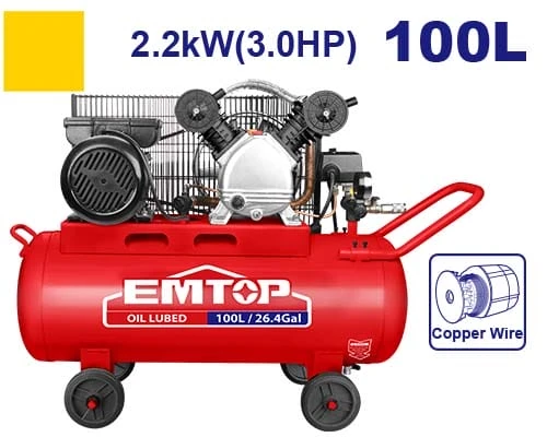 Компрессор 100 л, 2200 вт, 3.0 hp, emtop 2