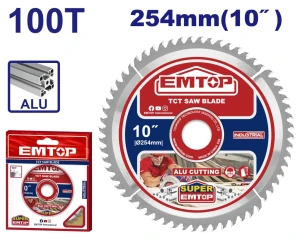 Disc fierestrau circular tct, pentru aluminiu, 100 t, 254 mm, emtop