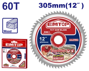 Disc fierestrau circular tct, pentru lemn, 60 t, 305 mm, emtop