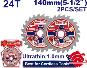 Disc pentru fierastrau tct ultra-subtire 1.0 mm, 144  mm, 2 buc, emtop