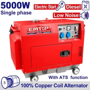 Generator diesel, silentios, 5000 w, 220 v, emtop