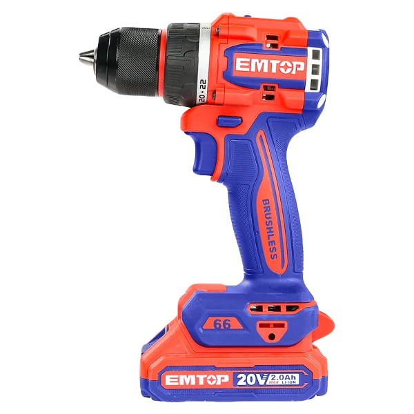 Аккумуляторная ударная дрель-шуруповерт brushless, 65 нм emtop 5