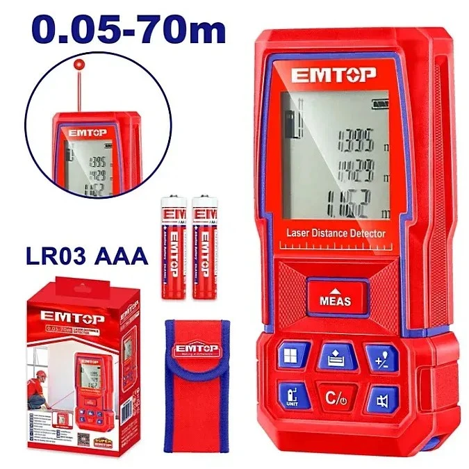 Лазерный уровень 0,05-70 м красный, emtop 2
