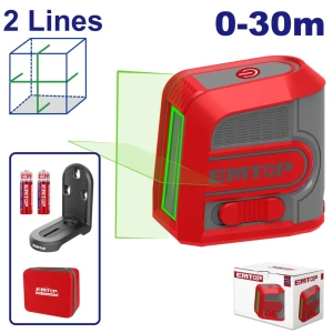 Nivela laser 2 linii, 0-30 m verde, emtop