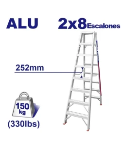 Scara din aluminiu bilaterala, 2* 8  trepte, emtop