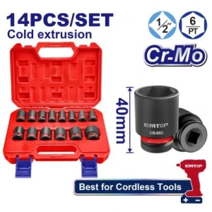 Набор головок торцевых 1/2", 14 шт, emtop