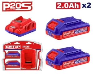 Set incărcător + 2  baterii litiu-ion (2*2ah), emtop