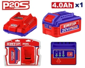 Set incărcător + baterie litiu-ion (1*4ah), emtop