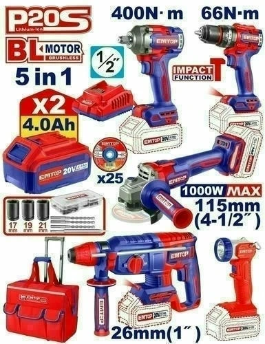 Set scule electrice cu acumulator 5 in 1, emtop 2
