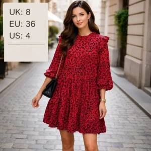Rochie dame ex-3 – model roșu leopard, mărimea 8