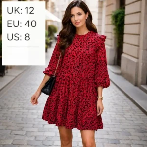 Rochie dame ex-3 – model roșu leopard, mărimea 12