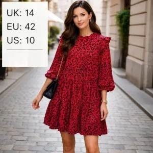 Rochie dame ex-3 – model roșu leopard, mărimea 14