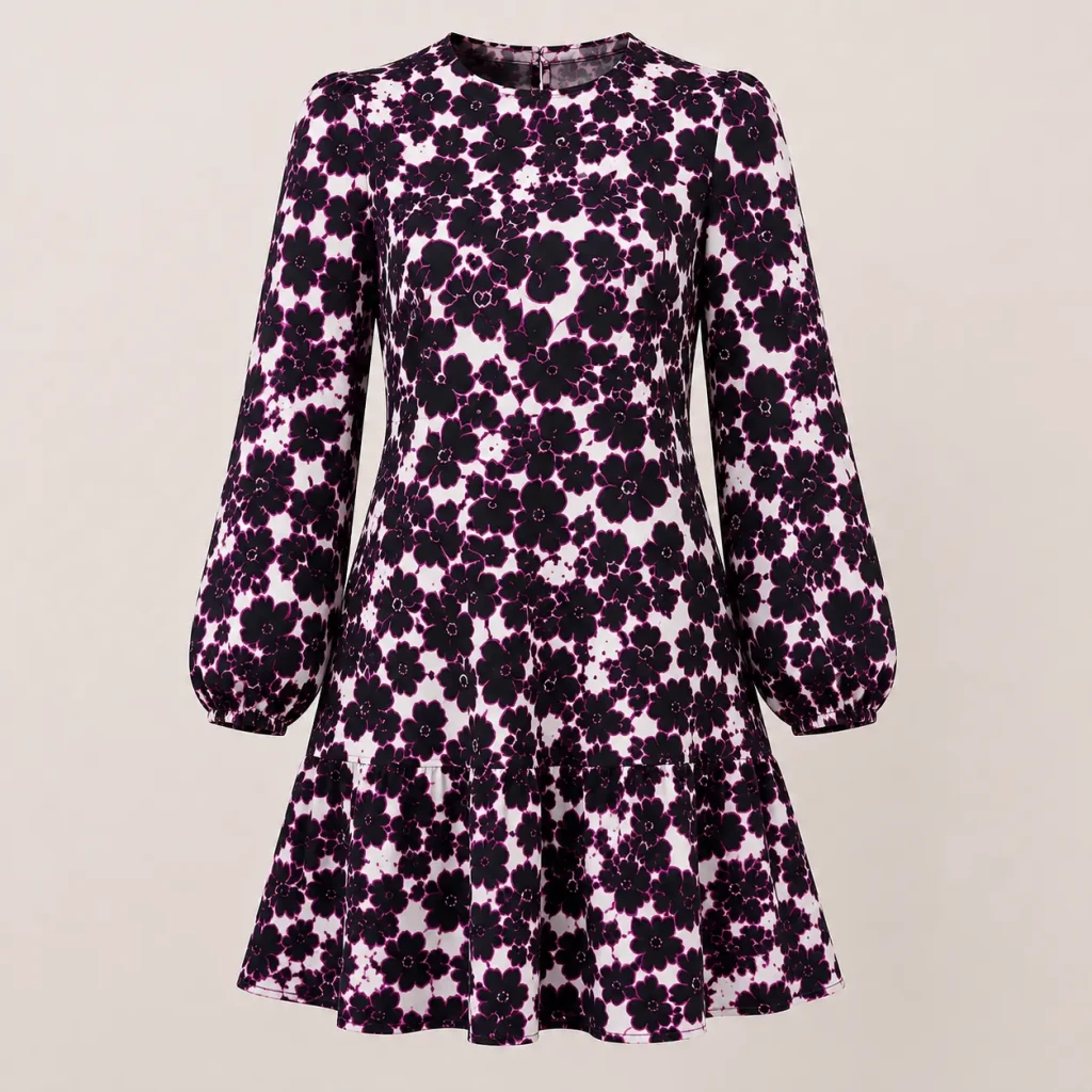Rochie dame ex-3 – model floral violet, mărimea 12 3