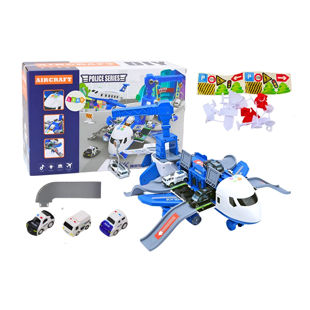 Aircraft transport cargo airplane playset with mini vehicles 3