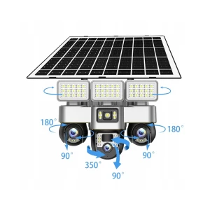 Outdoor 4g triple security camera with solar panel Thumbnail 2