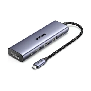 Ugreen hub 5в1 type-c на dp 1. 4k@60hz + 3*usb 3.0 + usb type-c + pd 100w | cm511, серый