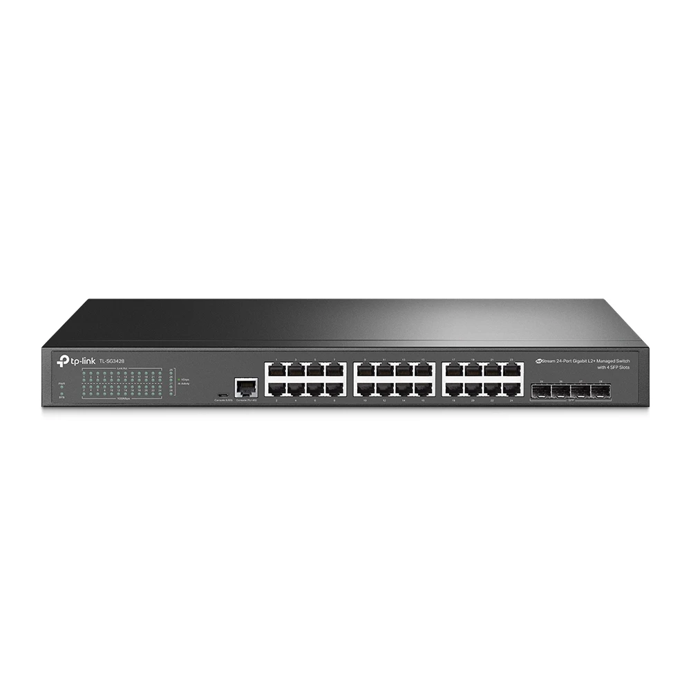 Jetstream™ 24-port pure-gigabit l2 managed switch, 48 10/100/1000mbps rj45 ports including 4 gigabit sfp  slots, static routing, port/tag/voice/protocol-based vlan, q-in-q(double vlan), gvrp, stp/rstp/mstp, igmp v1/v2/v3 snooping, cos, dscp, rate limiting 2