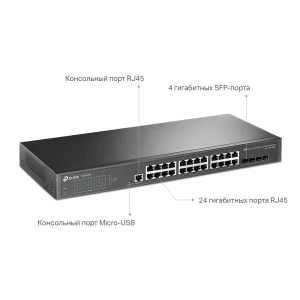 Jetstream™ 24-port pure-gigabit l2 managed switch, 48 10/100/1000mbps rj45 ports including 4 gigabit sfp  slots, static routing, port/tag/voice/protocol-based vlan, q-in-q(double vlan), gvrp, stp/rstp/mstp, igmp v1/v2/v3 snooping, cos, dscp, rate limiting