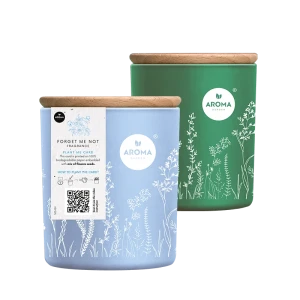 Aroma lumanare cu seminte si aroma de floare de nu ma uita 150g