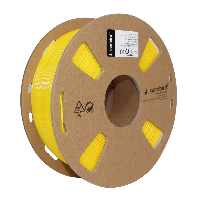Filament pentru imprimantă 3d gembird 3dp-petg1.75-01-y, petg, galben, 1.75 mm, 1kg 2