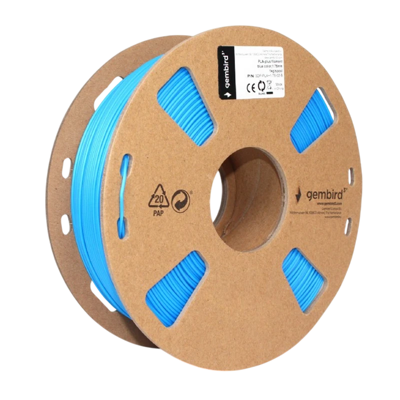 Нить для 3d-принтера gembird 3dp-pla+1.75-02-b, pla+, синий, 1.75 мм, 1кг 3