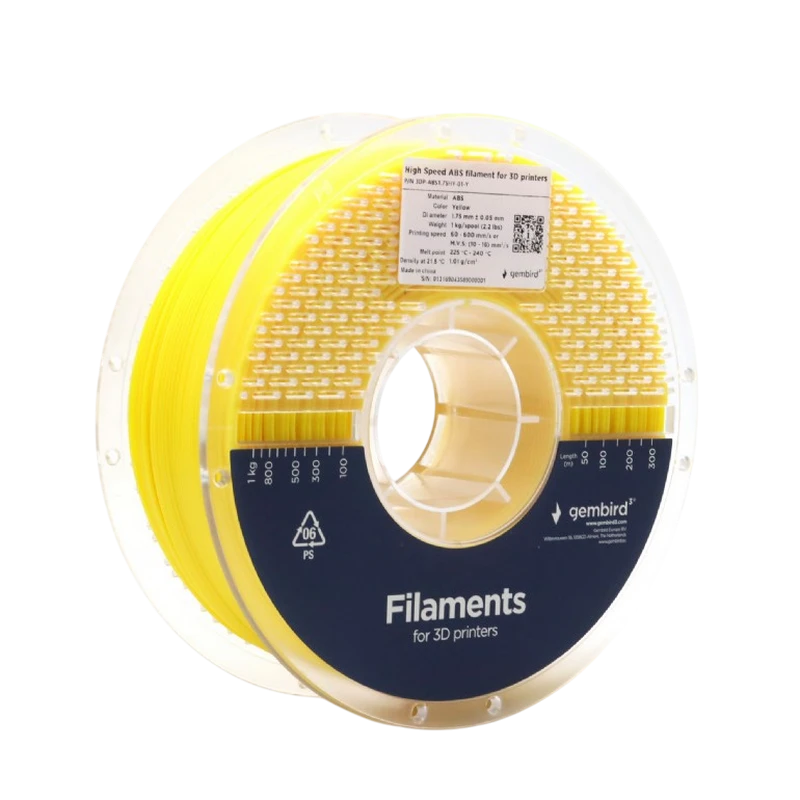 Filament pentru imprimantă 3d gembird 3dp-abs1.75hy-01-y, abs, galben, 1.75 mm, 1kg 3