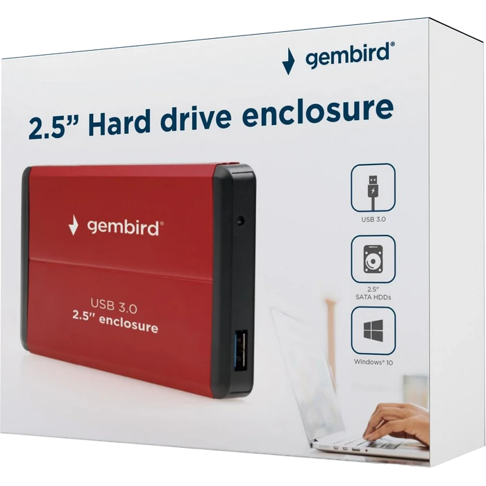 Carcasă externă gembird ee2-u3s-2-r, roșu (ee2-u3s-2-r) 2