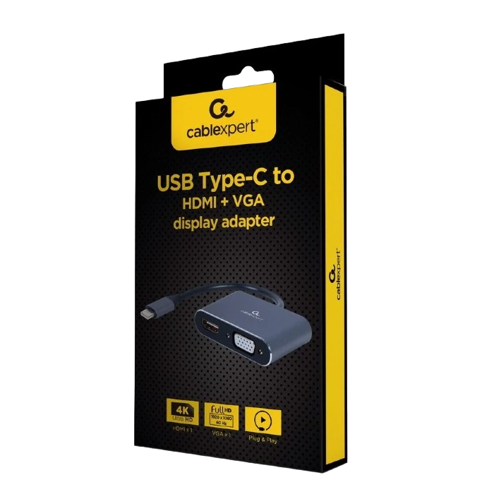 Видеоадаптер cablexpert a-usb3c-hdmivga-01, usb type-c - vga, hdmi, серый 3