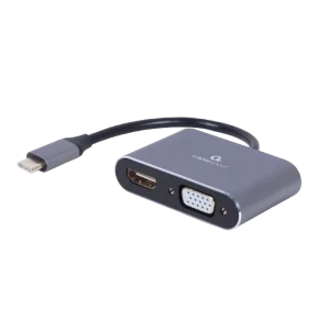 Видеоадаптер cablexpert a-usb3c-hdmivga-01, usb type-c - vga, hdmi, серый