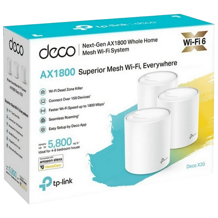 Домашняя mesh wi-fi система tp-link deco x20 (3-pack), белый 6