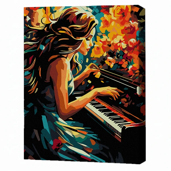 Pictură pe numere 30*40 сm (pânză neagră/fără cutie) – muzica sufletului 2