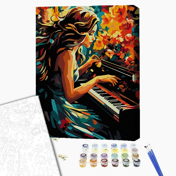 Pictură pe numere 30*40 сm (pânză neagră/fără cutie) – muzica sufletului 2