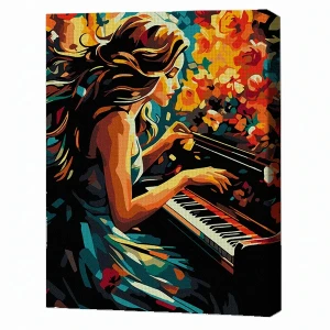 Pictură pe numere 30*40 сm (pânză neagră/fără cutie) – muzica sufletului