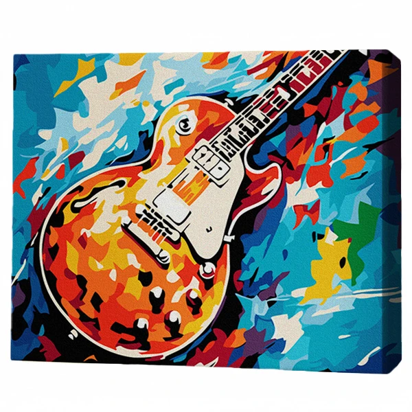 Pictură pe numere 30*40 сm (pânză neagră/fără cutie) – chitară rock 2