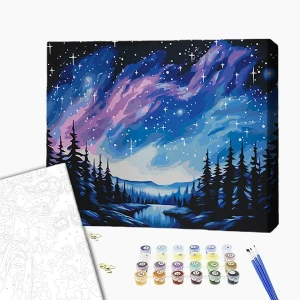 Pictură pe numere 40х50 cm (fără cutie) – noapte înstelată Thumbnail 2