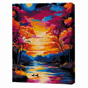 Pictură pe numere 30*40 сm (pânză neagră/fără cutie) – armonie de seară