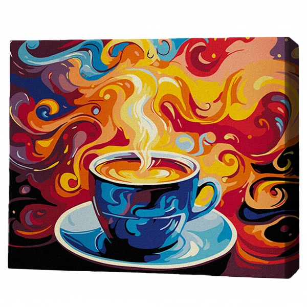 Pictură pe numere 30*40 сm (pânză neagră/fără cutie) – aroma dimineții 2