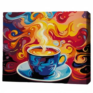 Pictură pe numere 30*40 сm (pânză neagră/fără cutie) – aroma dimineții