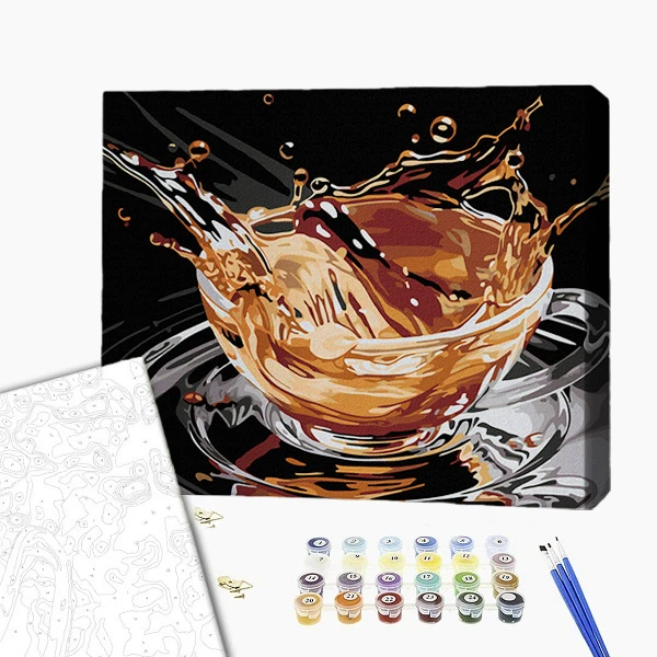 Pictură pe numere 30*40 сm (pânză neagră/fără cutie) – strop de cafea 2