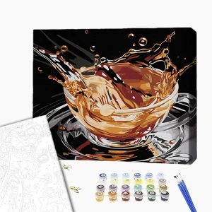 Pictură pe numere 30*40 сm (pânză neagră/fără cutie) – strop de cafea Thumbnail 2