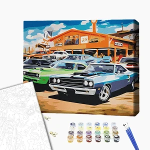Pictură pe numere 40х50 cm (fără cutie) – mașini retro Thumbnail 2