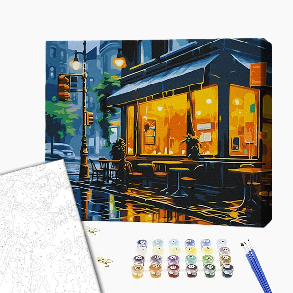 Pictură pe numere 40х50 cm (fără cutie) – luminile orașului ploios 2