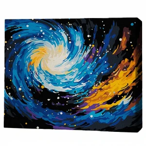 Pictură pe numere 30*40 сm (pânză neagră/fără cutie) – dansul galaxiilor