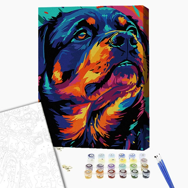 Pictură pe numere 30*40 сm (pânză neagră/fără cutie) – prieten loial 2