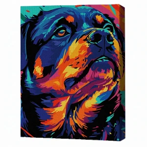 Pictură pe numere 30*40 сm (pânză neagră/fără cutie) – prieten loial
