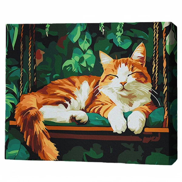 Pictură pe numere 40х50 cm (fără cutie) – pisică pe leagăn 2